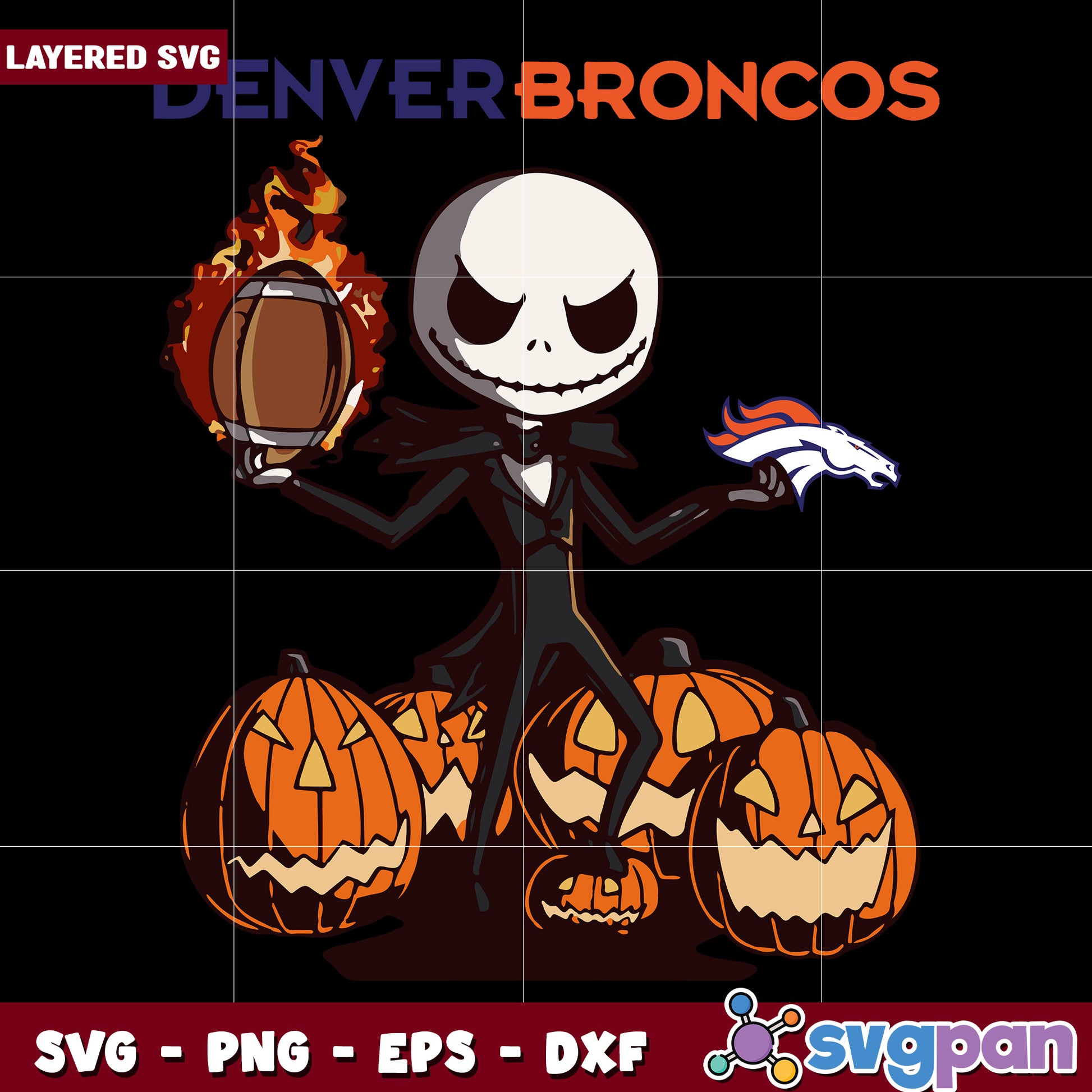 Jack and pumpkins denver broncos svg, nfl teams svg, super bowl svg