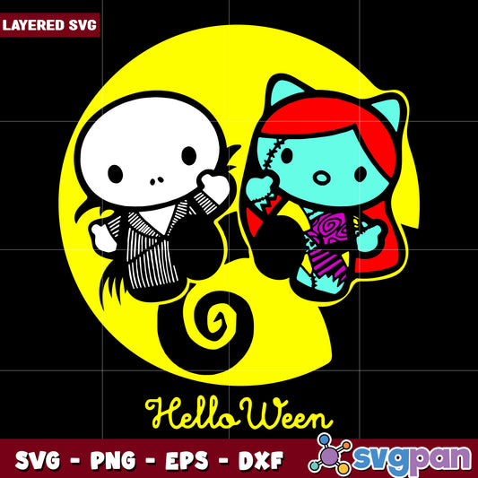Jack and sally hello kitty halloween svg, nfl teams svg, national football league svg
