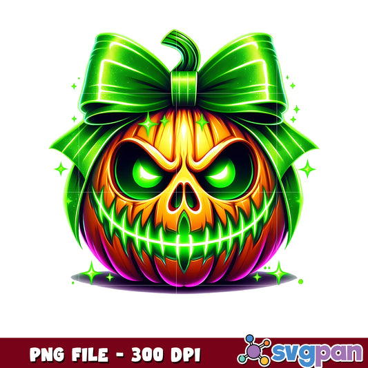 Jack green neon pumpkin design png, halloween design png, halloween pumpkin​ ​​png