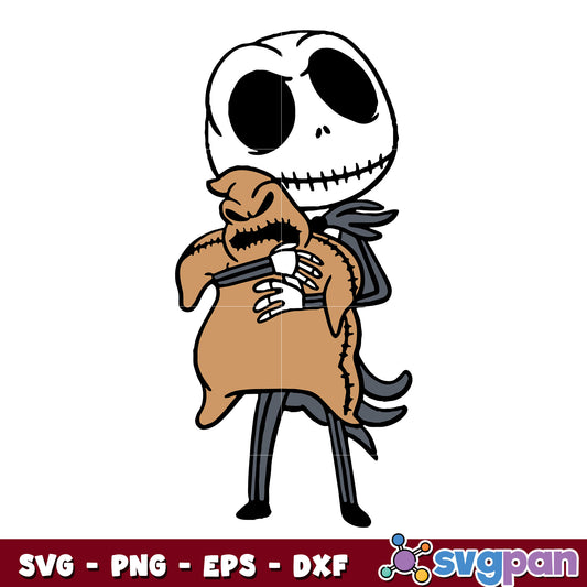 Jack holding Oogie Boogie svg