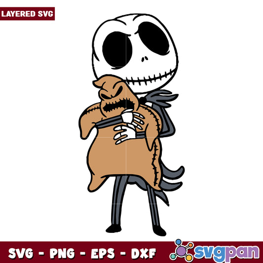 Jack holding oogie boogie svg, hallowee candy svg, scary halloween svg