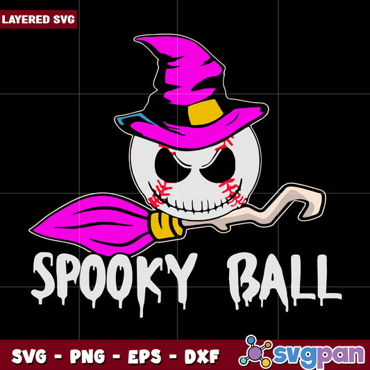 Jack skellington baseball witch broom svg, hallowee candy svg, scary halloween svg