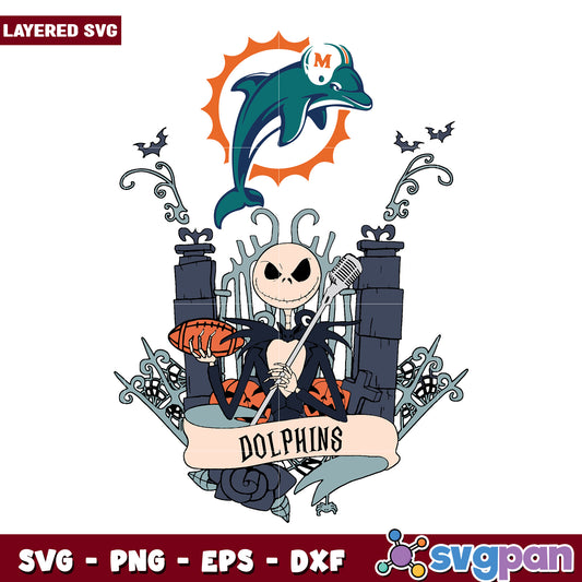 Jack skellington miami dolphins svg, nfl teams svg, super bowl svg