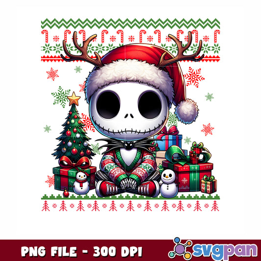 Jack skellinton png, cute christmas png, jack christmas png