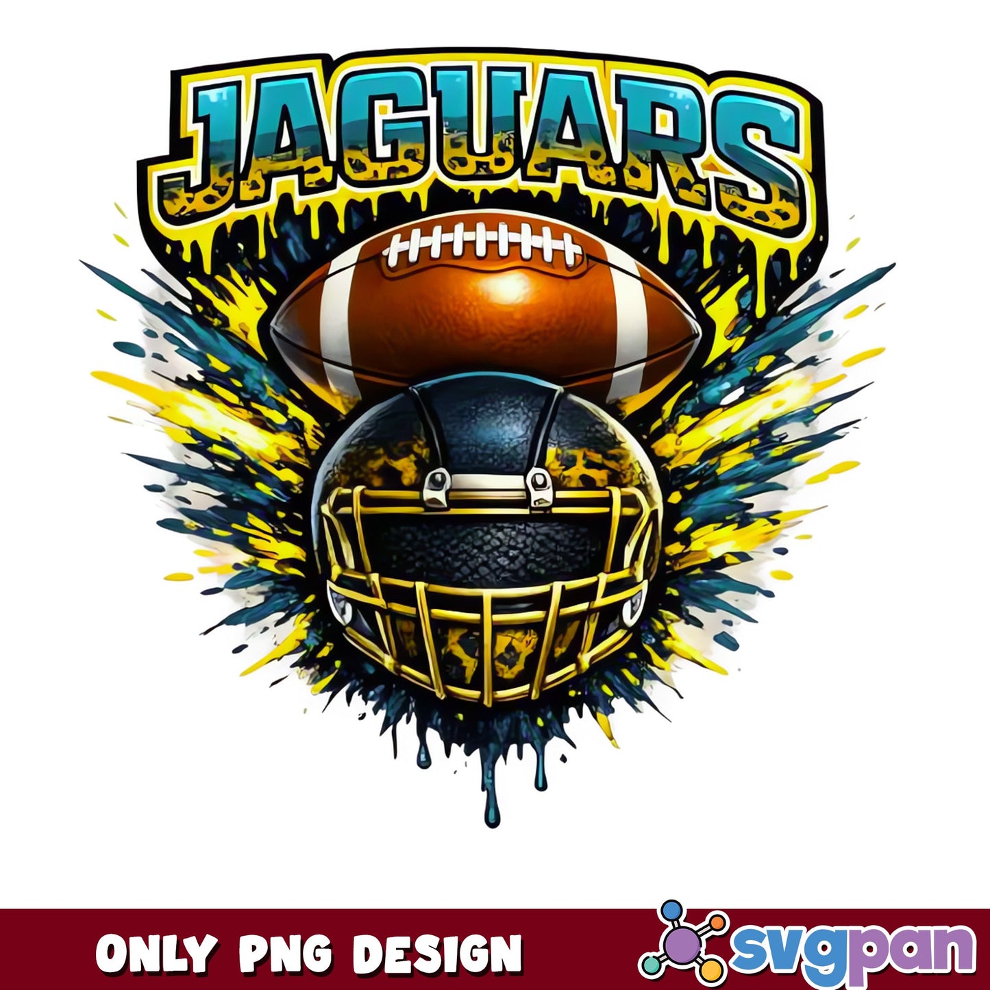 Jaguars Football PNG, Football Helmet Drip Design PNG, NFL PNG