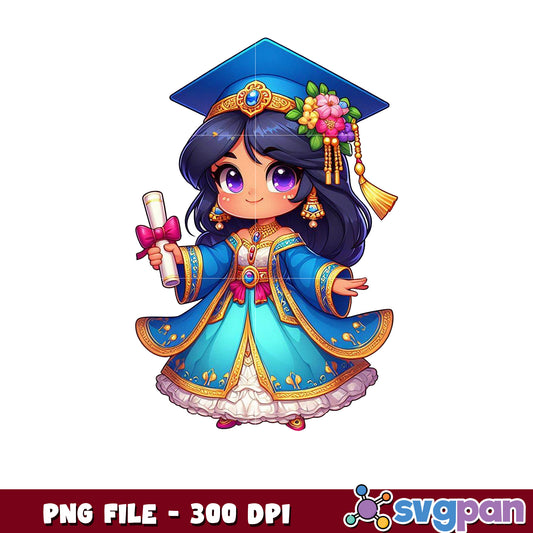 Jasmine graduate png, jasmine princess​ png, graduation dress png