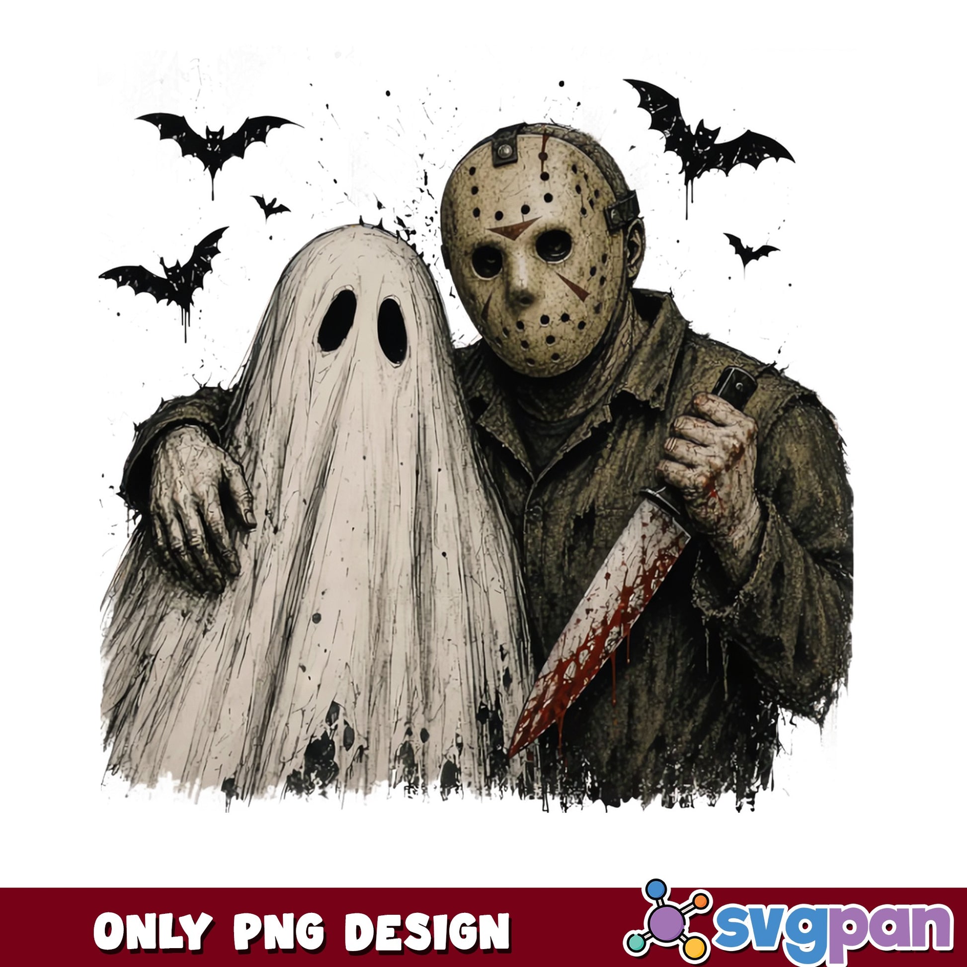 Jason Voorhees And Ghost Halloween PNG, Horror PNG, Scary PNG