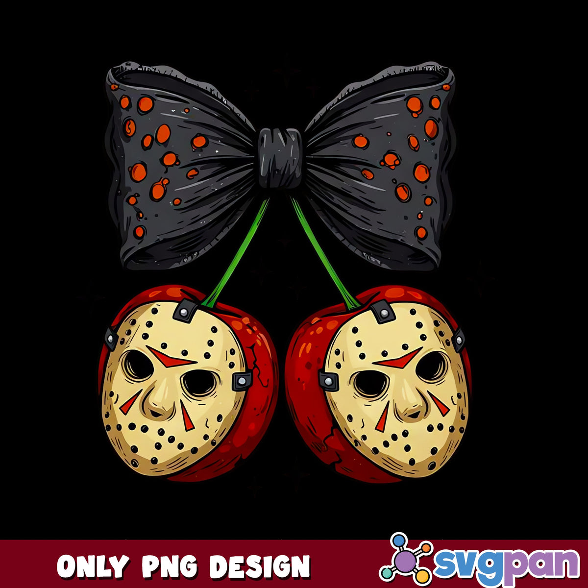 Jason Voorhees Cherry Bow PNG, Horror Halloween PNG, Coquette PNG