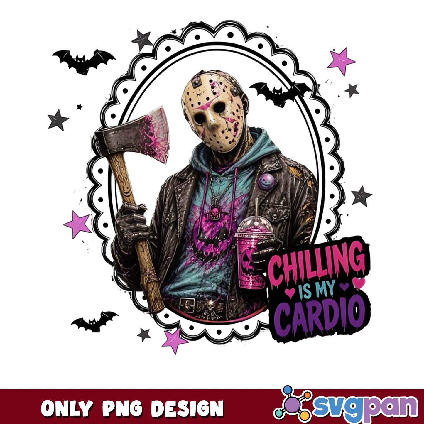 Jason Voorhees Chilling Is My Cardio PNG, Horror PNG, Halloween PNG
