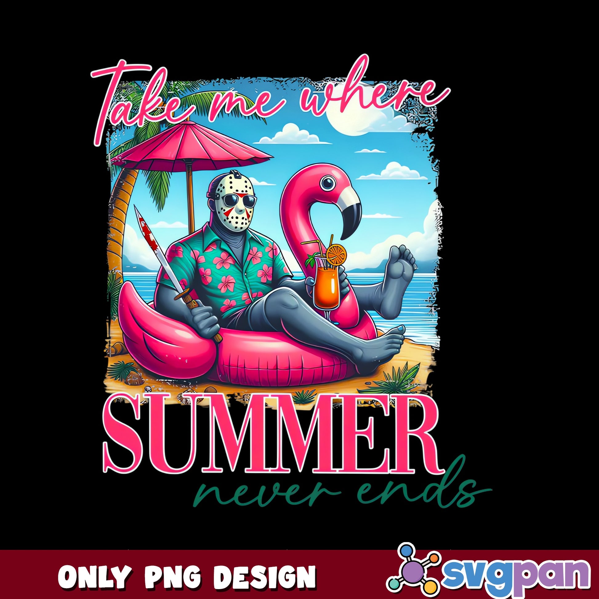 Jason Voorhees Summer Beach PNG, Horror Summer PNG, Funny Halloween PNG