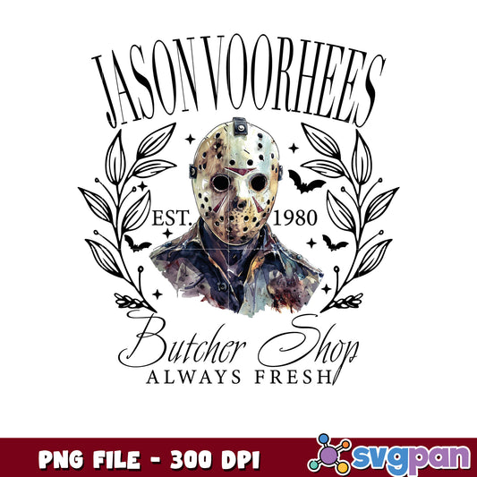 Jason voorhees butcher shop png, halloween time png, horror characters ​png