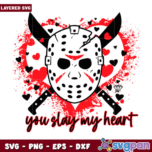 Jason voorhees horror you slay my heart svg, halloween toys svg, scary and funny svg