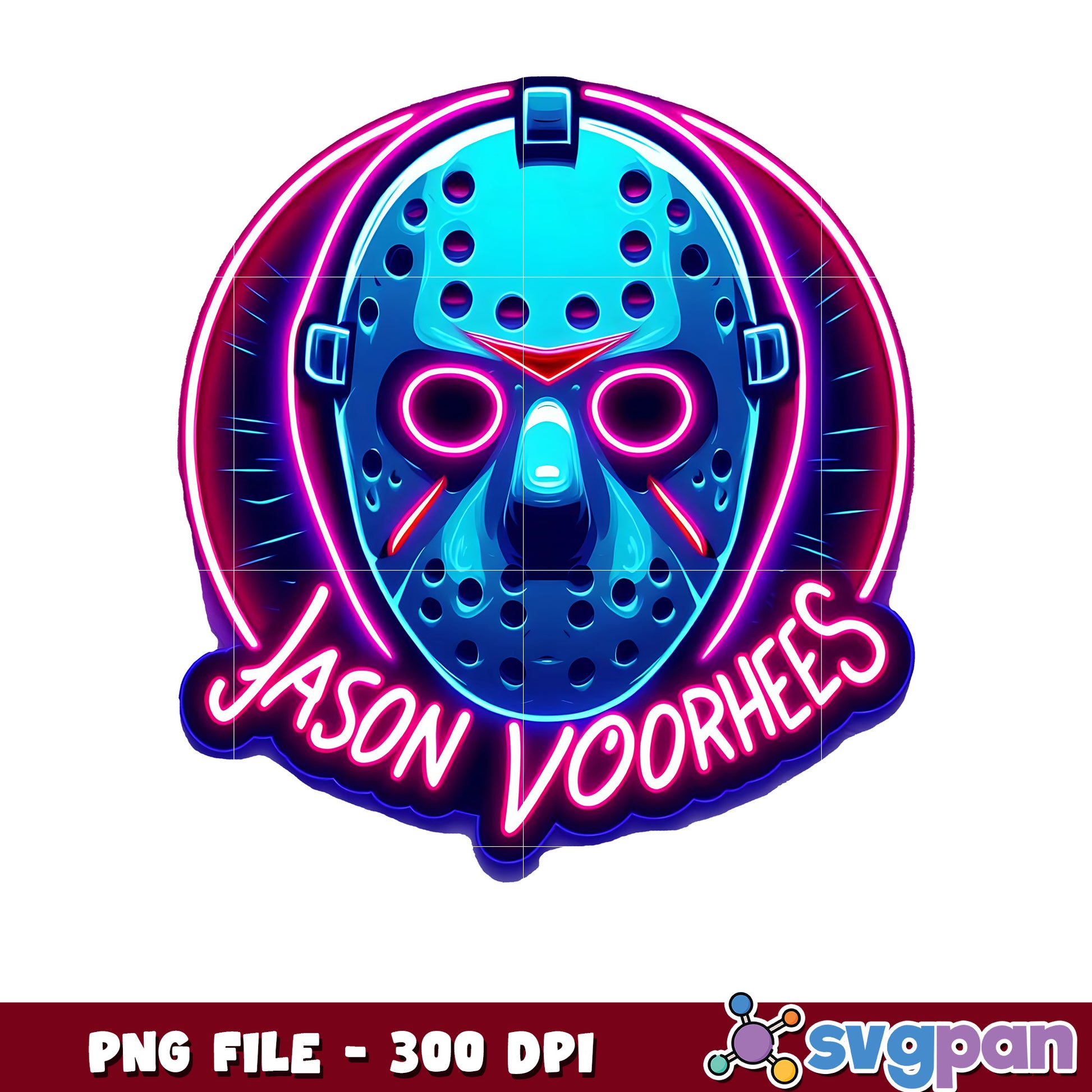 Jason voorhees neon design png, halloween design png, halloween pumpkin​ ​​png