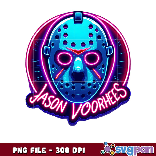 Jason voorhees neon design png, halloween design png, halloween pumpkin​ ​​png