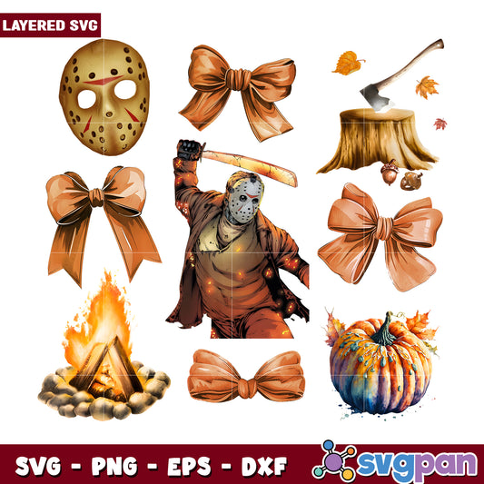 Jason voorhees png, spooky hallowen png, halloween characters png