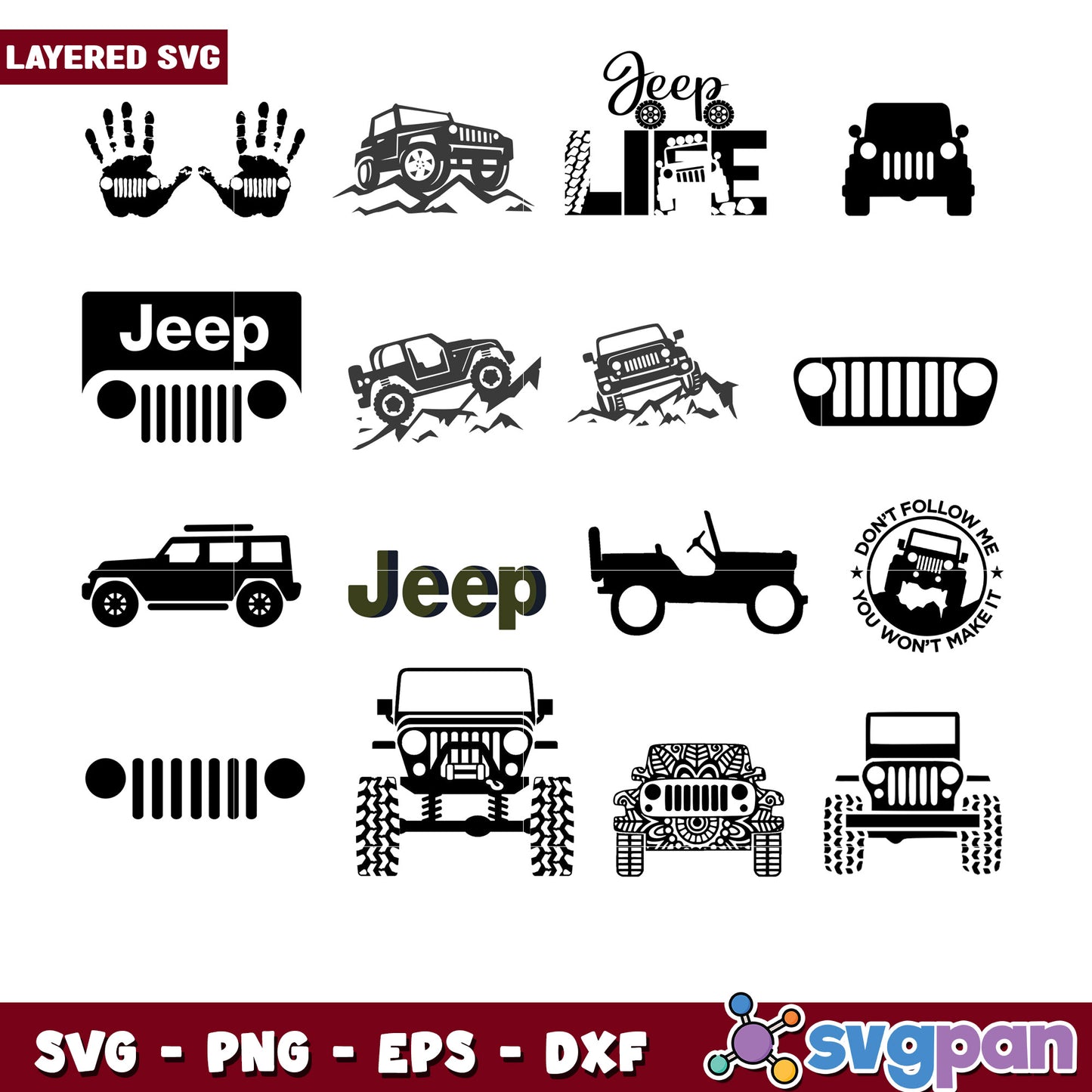 Jeep SVG Bundle 12 Layered Designs
