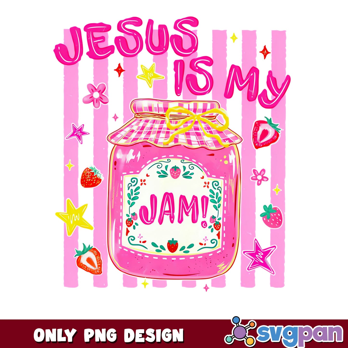 Jesus Is My Jam PNG, Christian Strawberry Jar PNG, Faith PNG