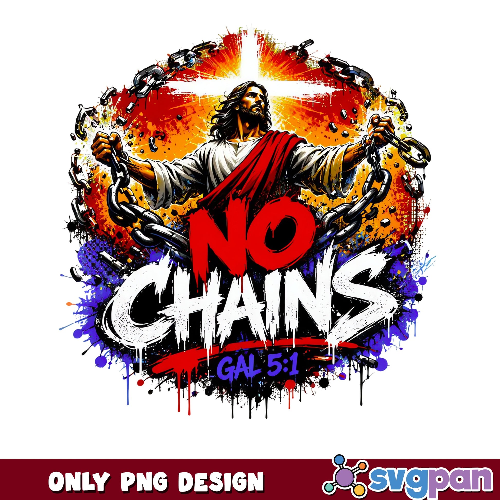 Jesus No Chains Gal 5 1 PNG, Christian Faith PNG, Bible Verse PNG