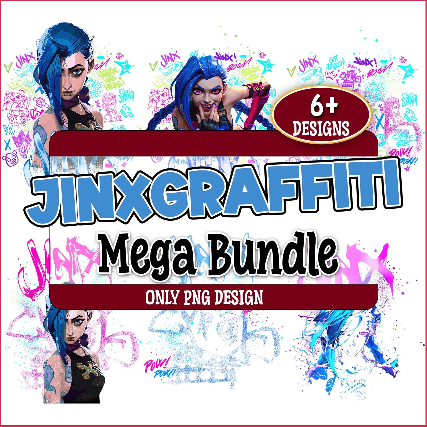 Jinx graffiti design PNG bundle