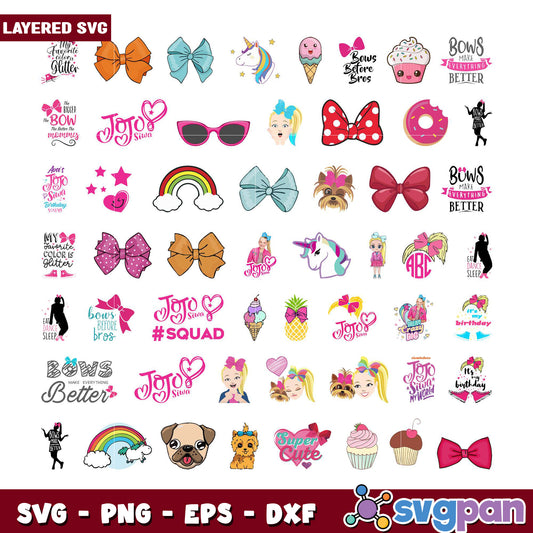 JoJo Siwa Fun Bow and Unicorn SVG Bundle Set