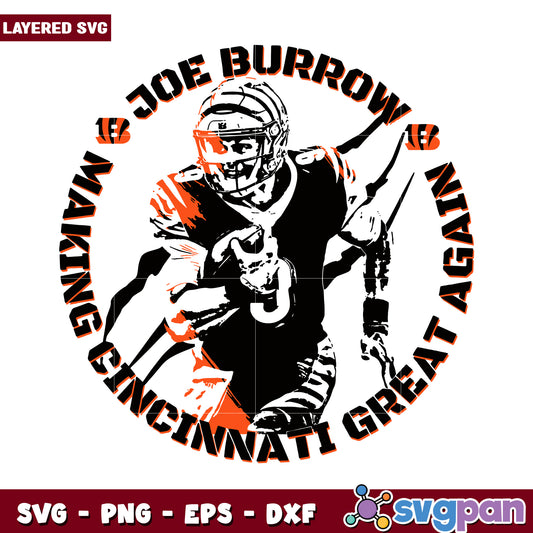Joe Burrow SVG design for Cincinnati football fans, perfect for crafting