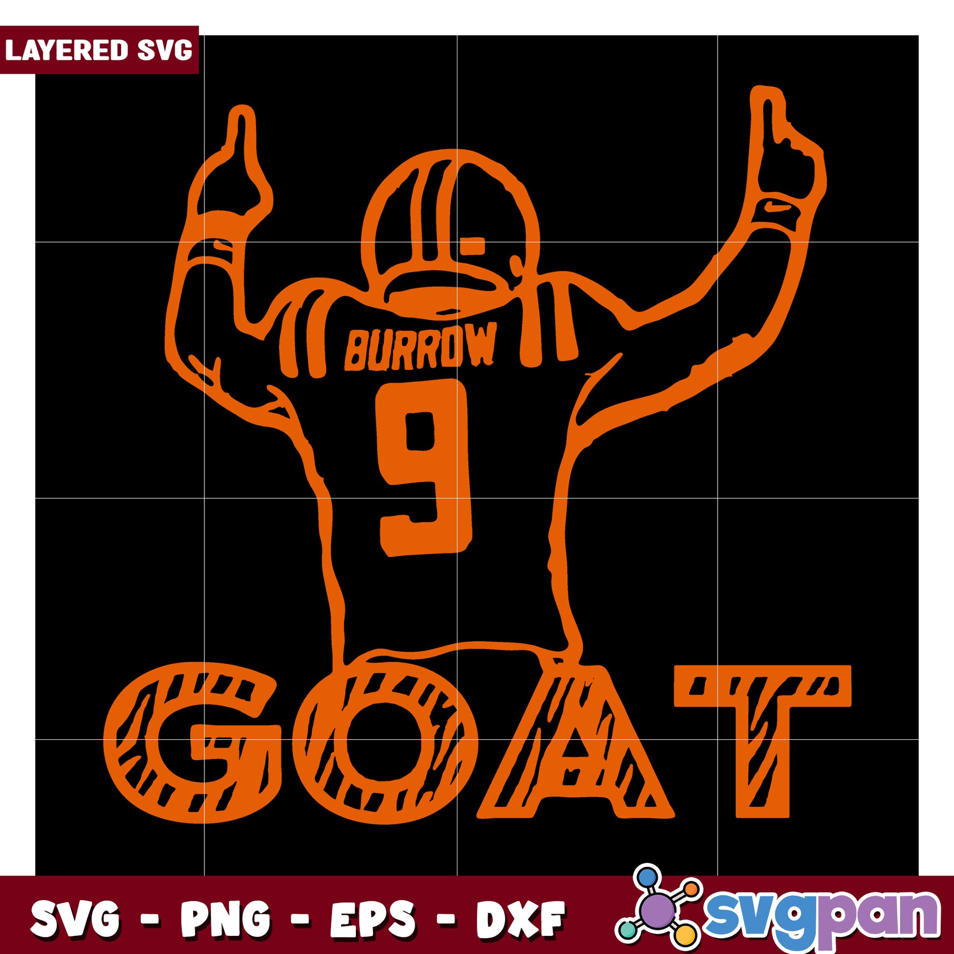Joey Burrow GOAT SVG Design for Crafting, Perfect for Sports Fans