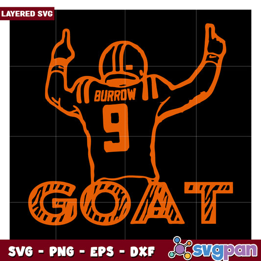 Joey Burrow GOAT SVG Design for Crafting, Perfect for Sports Fans