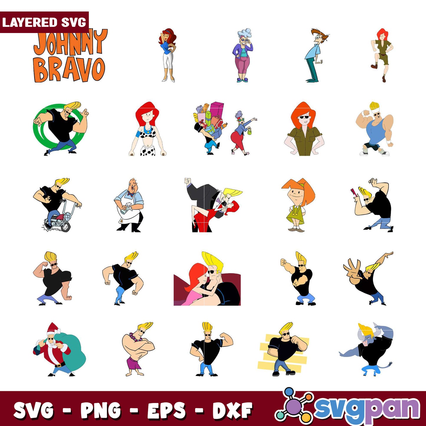 Johnny Bravo SVG Bundle Layered Files