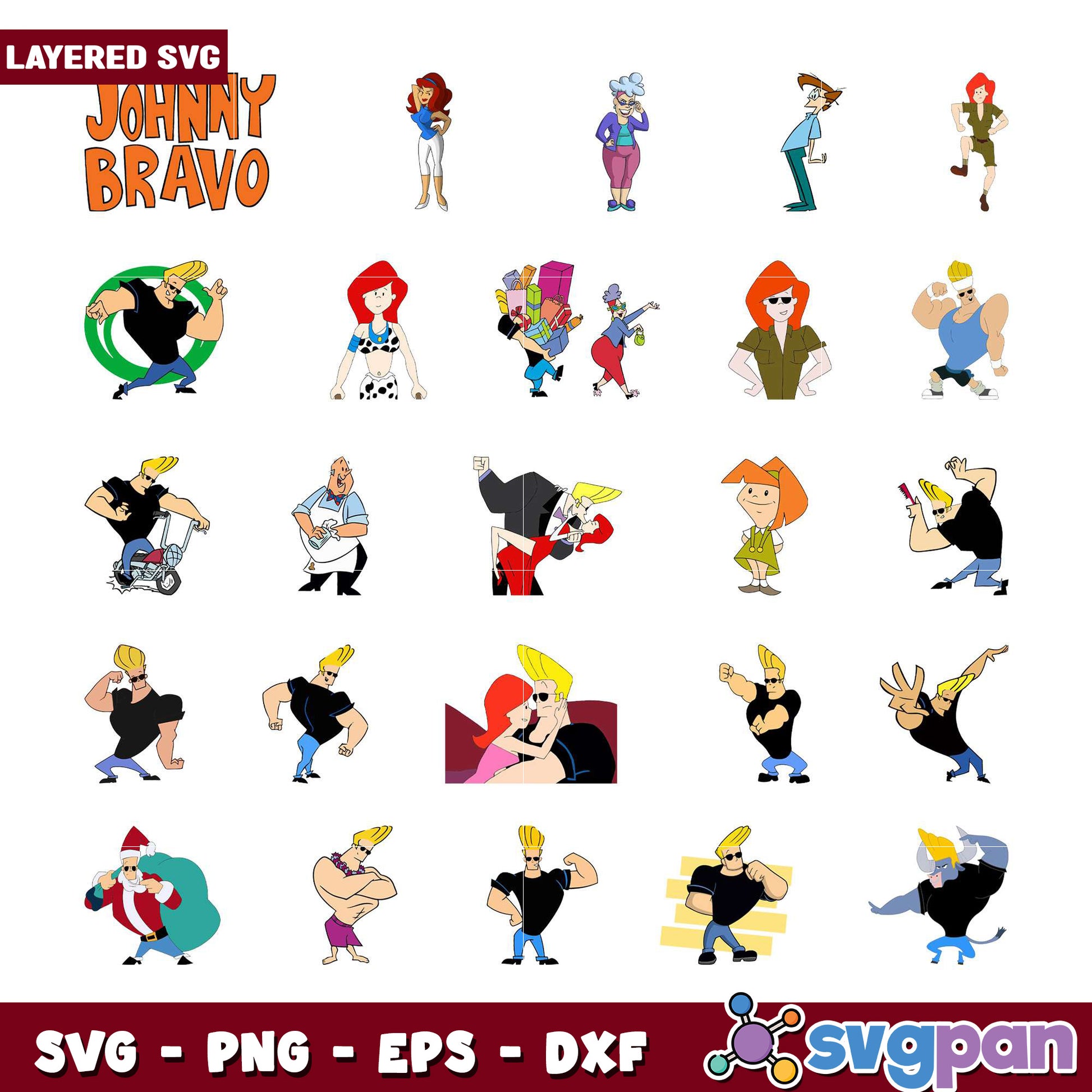 Johnny Bravo SVG Bundle Layered Files