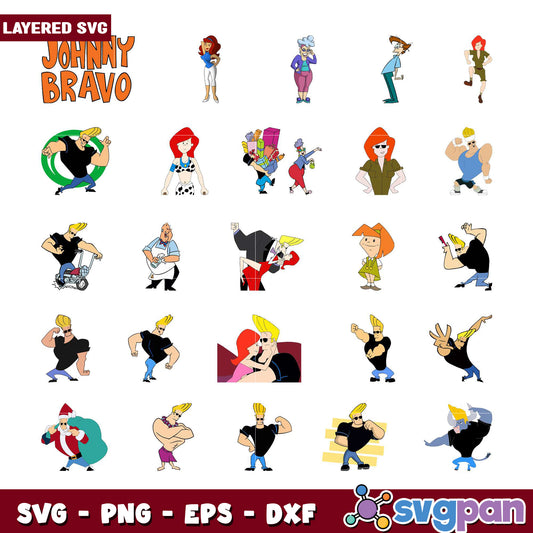 Johnny Bravo SVG Bundle Layered Files