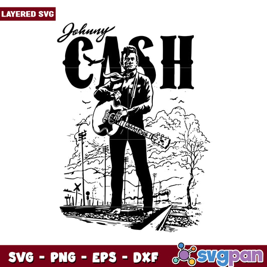 Johnny Cash Layered SVG Design, Perfect for Craft Projects