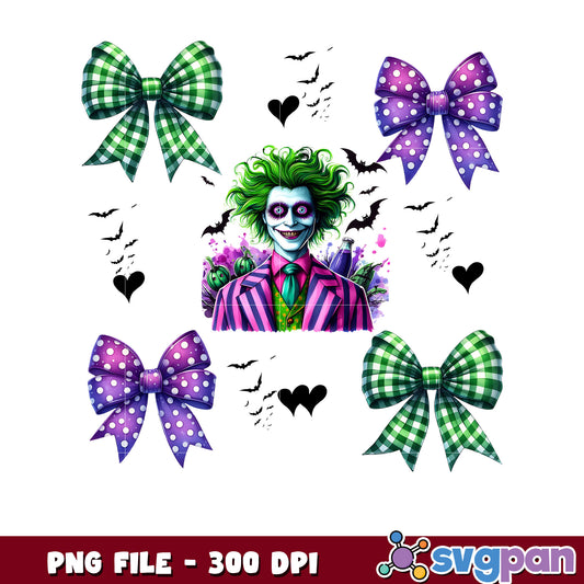 Joker and bowties design png, halloween vacation png, halloween toys png