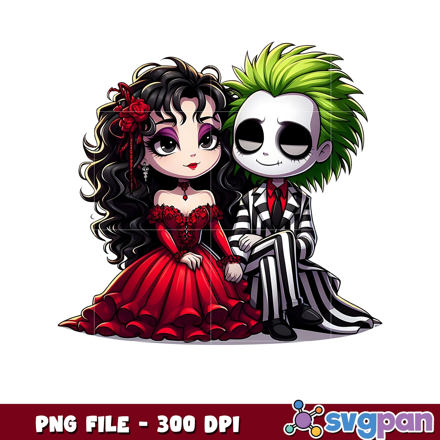 Joker and wife png, halloween vacation png, halloween toys png