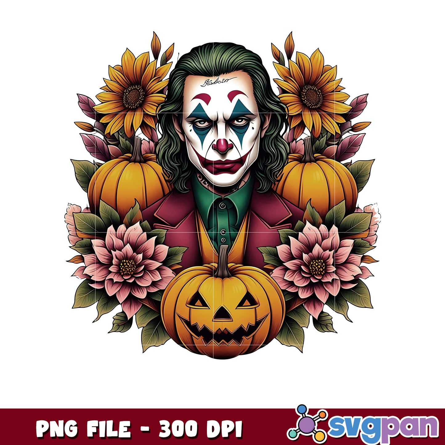 Joker flowers design png, halloween toys png, halloween characters png