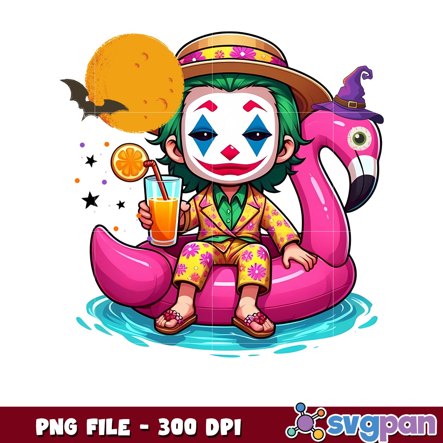 Joker summer vibes png, spooky autumn png, fall season png