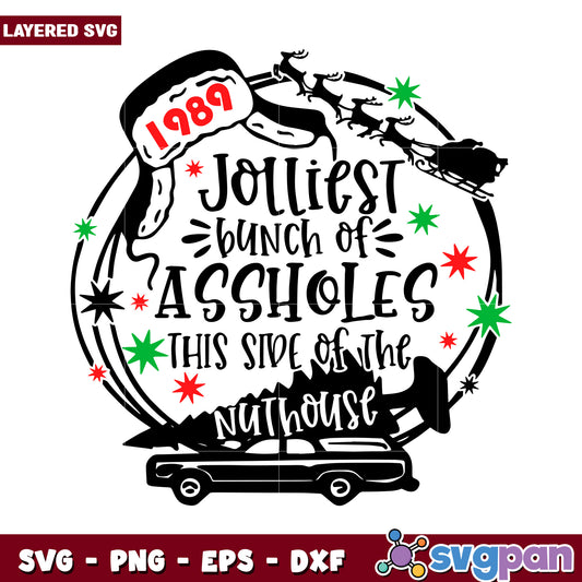 Jolliest Bunch of Assholes SVG Design for Holiday Fun, Unique Gift Idea