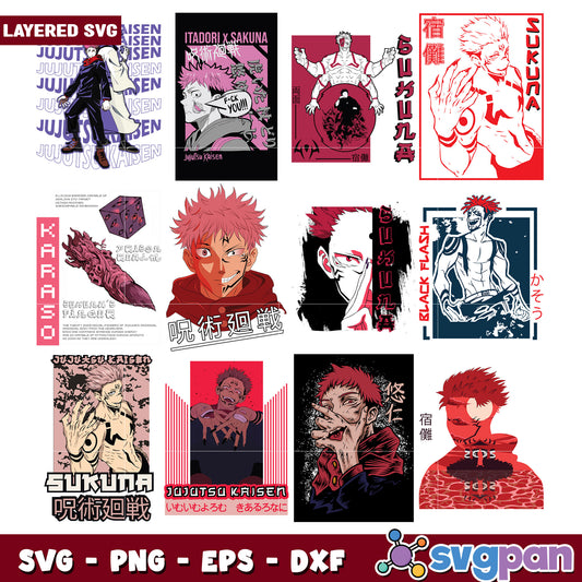 Jujustu Kaisen Bundle SVG Files for Crafts and DIY