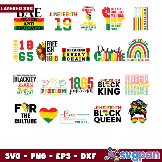 Juneteenth SVG Bundle Layered Designs