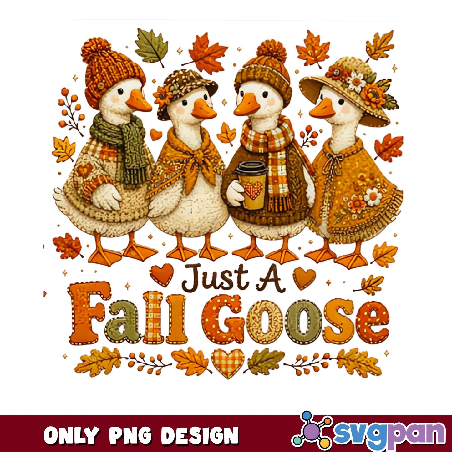 Just A Fall Goose PNG, Autumn Goose Clipart, Fall PNG Design
