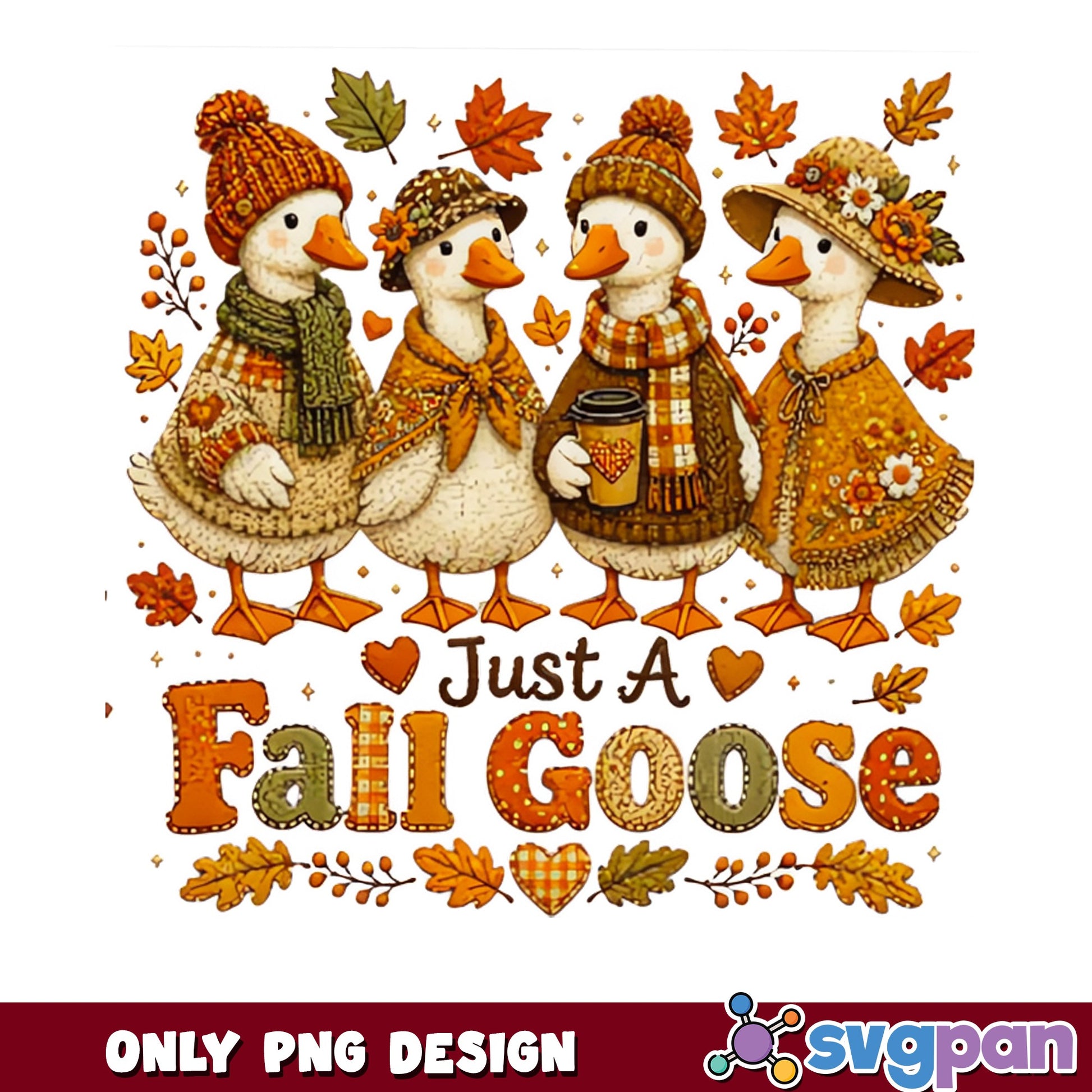 Just A Fall Goose PNG, Autumn Goose Clipart, Fall PNG Design