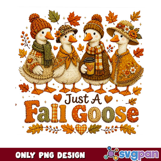 Just A Fall Goose PNG, Autumn Goose Clipart, Fall PNG Design