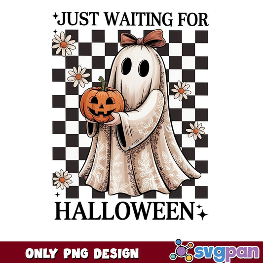 Just Waiting For Halloween Ghost PNG, Cute Ghost PNG, Halloween PNG