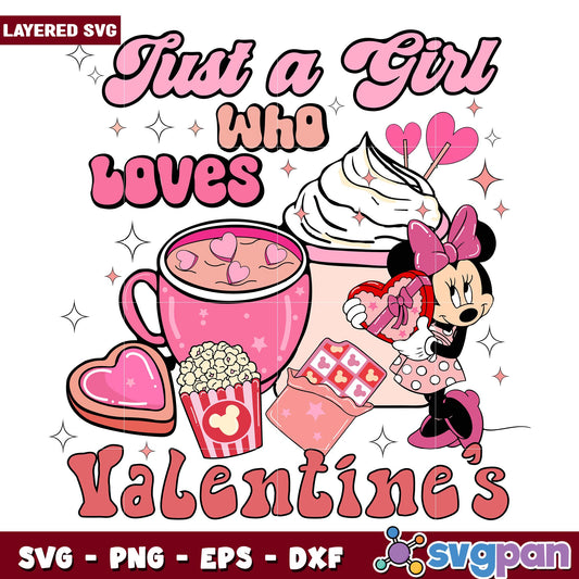 Just a Girl Who Loves Valentine's svg, Disney characters svg, Digital Download
