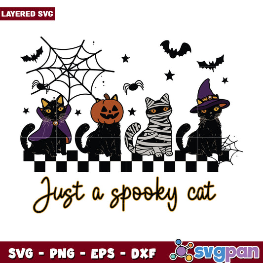 Just a spooky cat svg, costumes for halloween​ svg, halloween drawings​​ svg