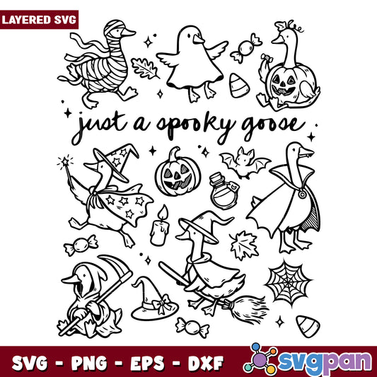 Just a spooky goose design svg, costumes for halloween​ svg, halloween drawings​​ svg