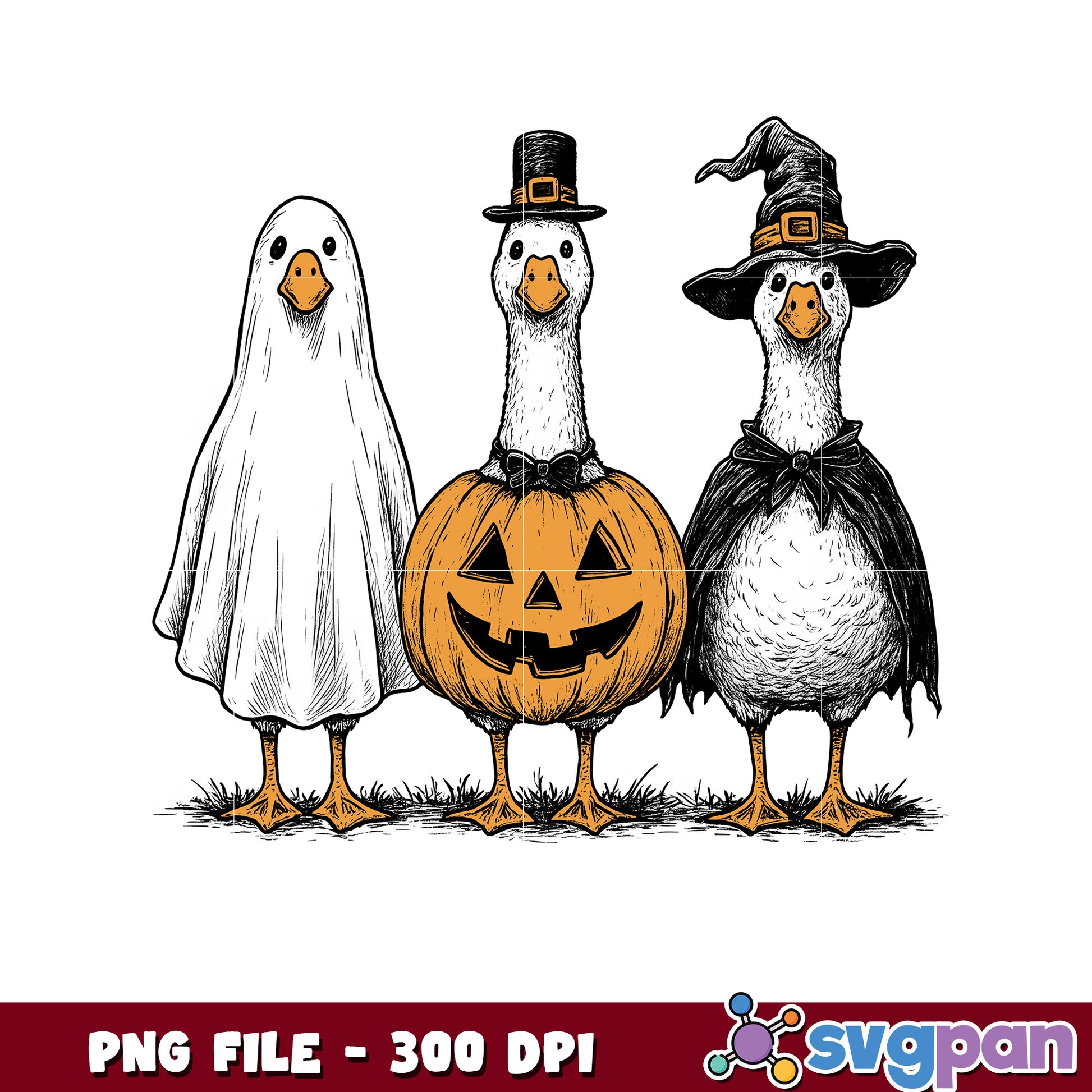 Just a spooky goose halloween design png, trick or treat png, halloween cartoon ​png