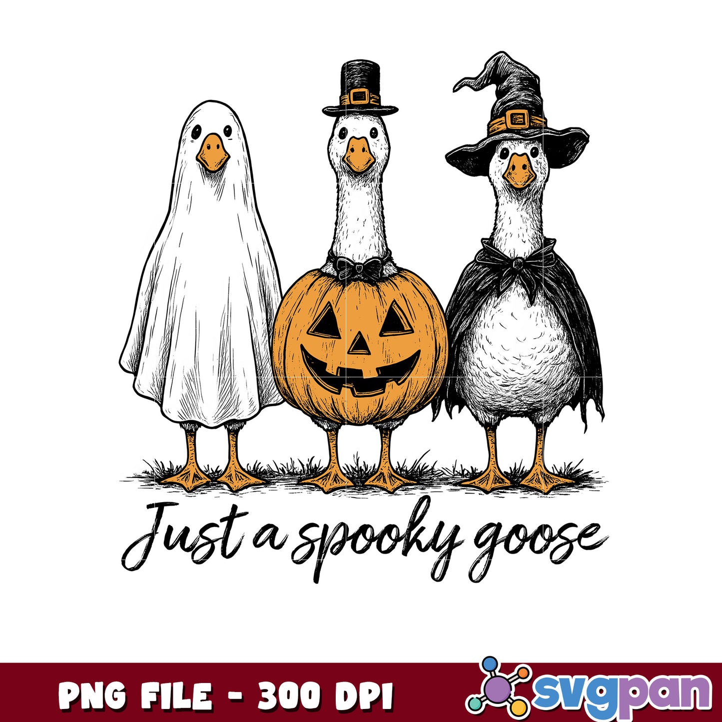 Just a spooky goose png, trick or treat png, halloween cartoon ​png