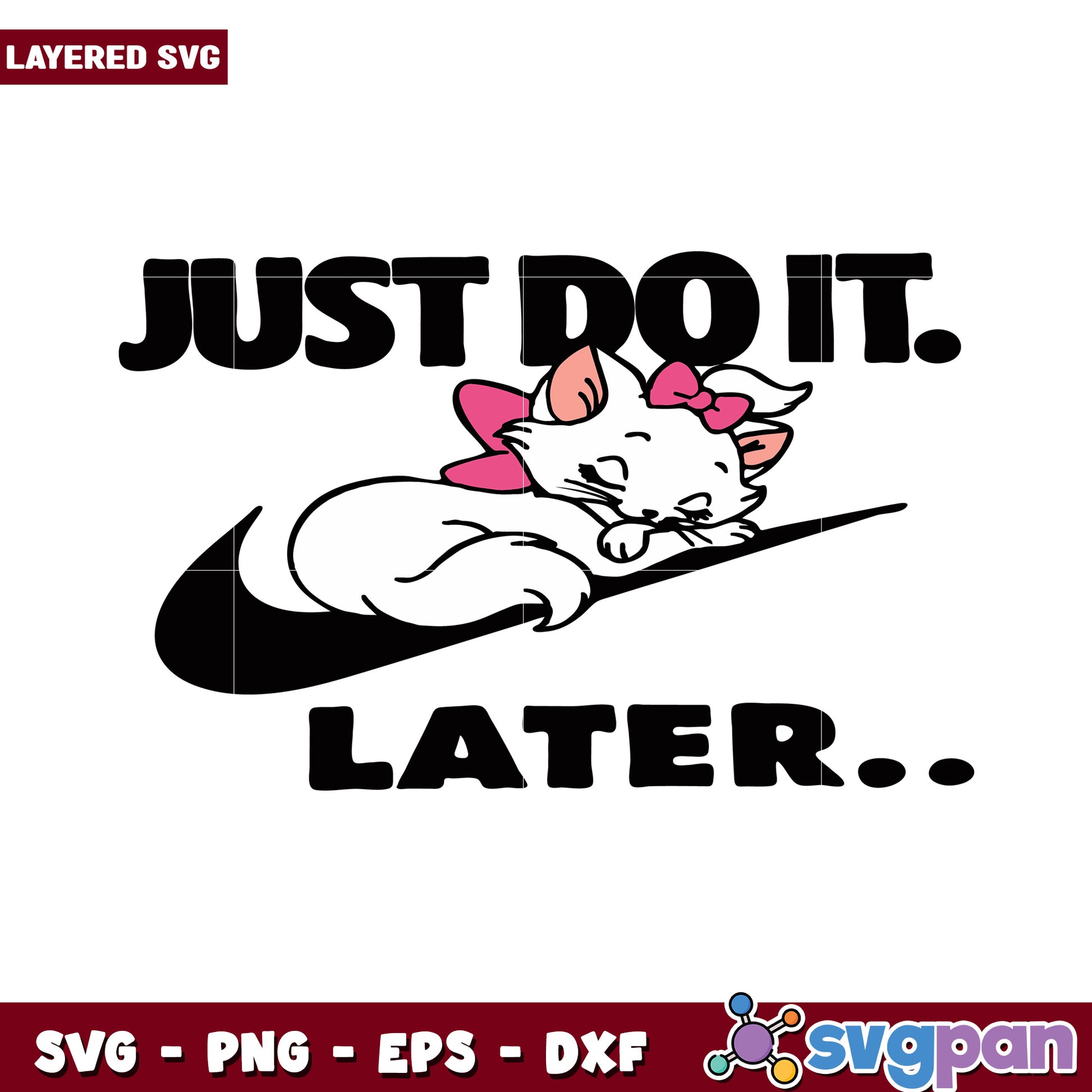 Just do it later cute cat illustration, perfect for casual designs