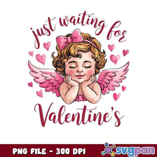 Just waiting for Valentine's Day, cute angel design PNG