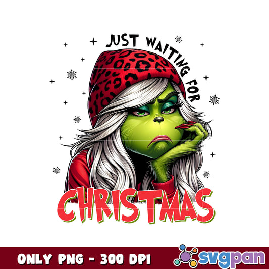 Just waiting for christmas grinch girl png